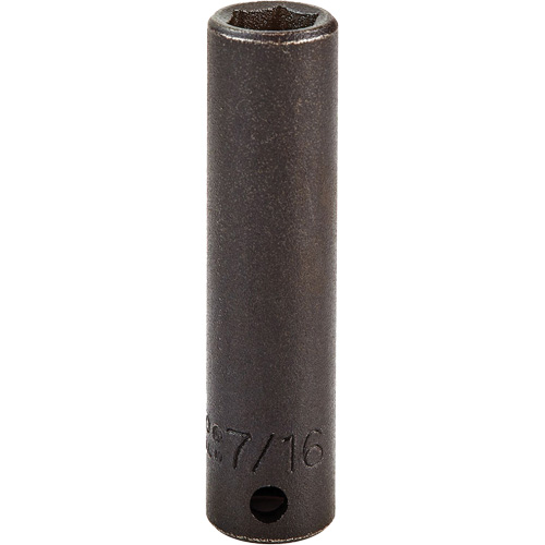 Socket, Impact, 7/16", 3/8" Drive, 6 Points, Deep Action Paper