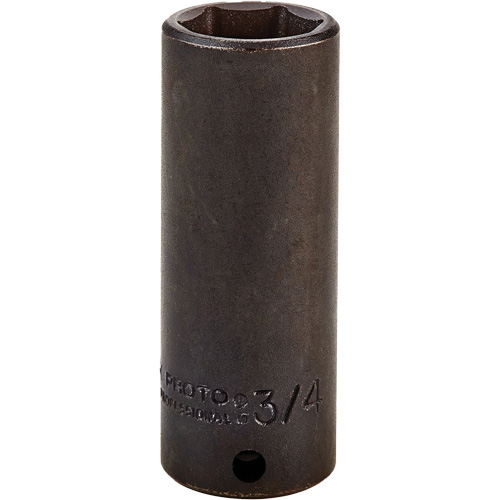 Socket, Impact, 3/4", 3/8" Drive, 6 Points, Deep Action Paper