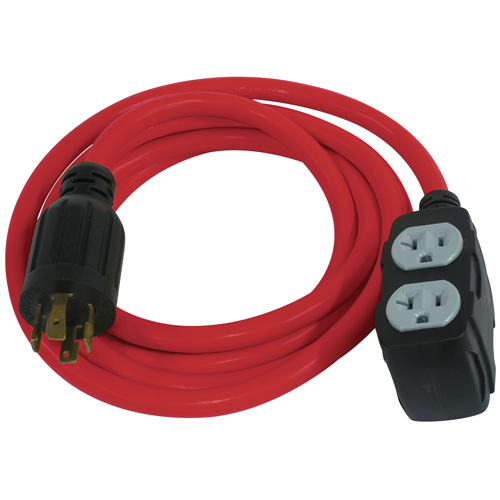 Generator Extension Cord, SJTW, 12/3 AWG, 30 A, 4 Outlet(s), 10' Action Paper
