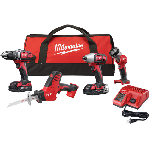 Ensemble quatre outils sans fil combin&eacute;s M18, Lithium-ion, 18 V Action Paper