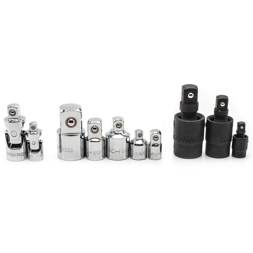 10-Piece 1/4", 3/8" & 1/2" Drive Universal Joint and Adapter Set Action Paper