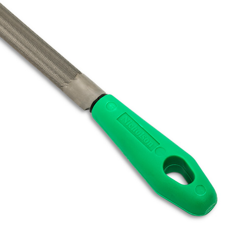 Lime &agrave; taille crois&eacute;e avec poign&eacute;e verte, Demi-ronde, 8", B&acirc;tarde Action Paper
