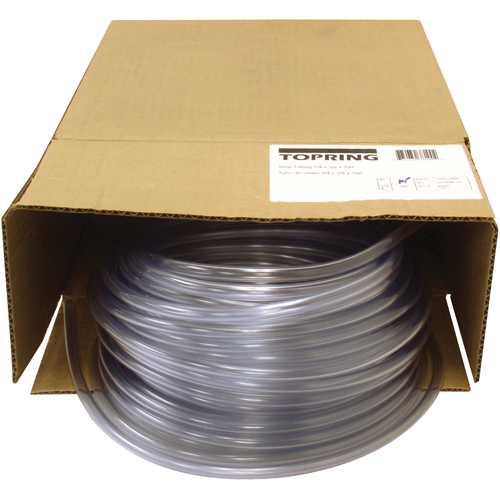 Tube, Air/Eau, 0,375" DE x 100' lo, PVC, Transparent, 55 psi @ 20°C Action Paper