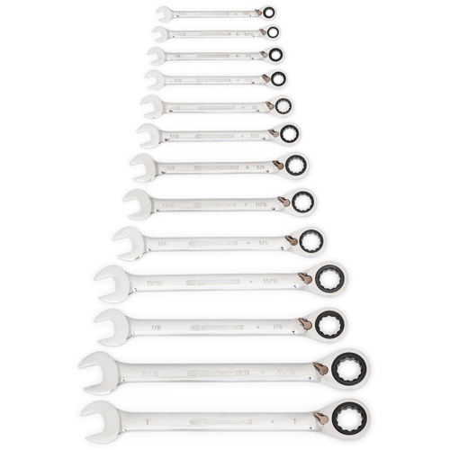 Jeu de cl&eacute;s &agrave; cliquets r&eacute;versibles SAE &agrave; 12 pans et 72 dents, Combinaison, 13 morceaux, Imp&eacute;rial Action Paper