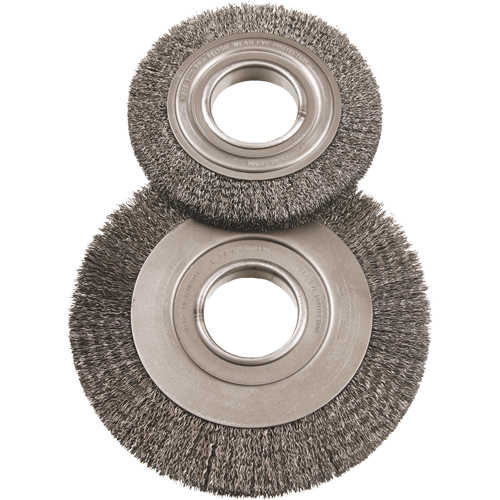 6" Major Wire Wheel Brushes, 6" Dia., 0.012" Fill, 2" Arbor Action Paper