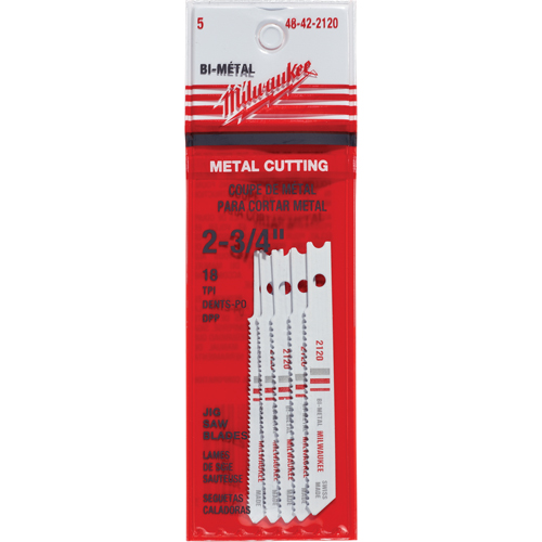 Lames de scie sauteuse, Bim&eacute;tal, Tige en U, 2-3/4" lo, 18 dents par pouce Action Paper