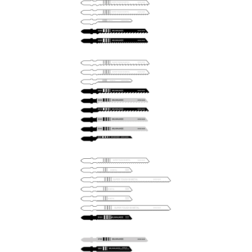 Lame de scie sauteuse, Bim&eacute;tal, Tige en T, 4" lo, 6 dents par pouce Action Paper