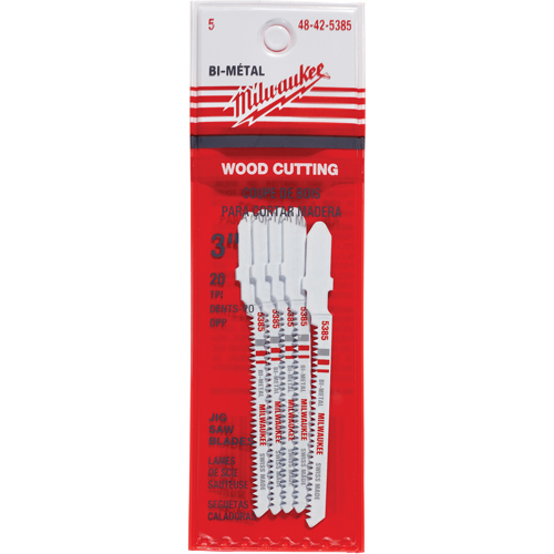 Lame de scie sauteuse, Bim&eacute;tal, Tige en T, 3" lo, 20 dents par pouce Action Paper