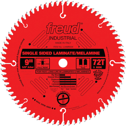 Lames de scie industrielle TCS pour panneaux de particules, 9", 72 dents, Pour Stratifi&eacute; Action Paper