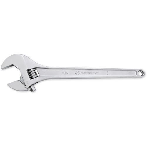 Adjustable Tapered Handle Wrench - Carded, 15" L, 1-11/16"/43 mm Max Width, Chrome/Polished Action Paper