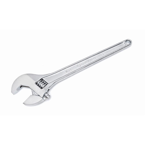 Adjustable Tapered Handle Wrench - Carded, 15" L, 1-11/16"/43 mm Max Width, Chrome/Polished Action Paper