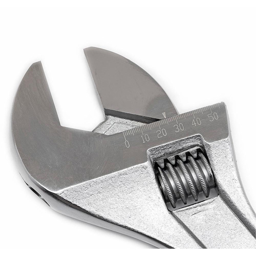 Adjustable Tapered Handle Wrench - Carded, 18" L, 2-1/16"/53 mm Max Width, Chrome/Polished Action Paper