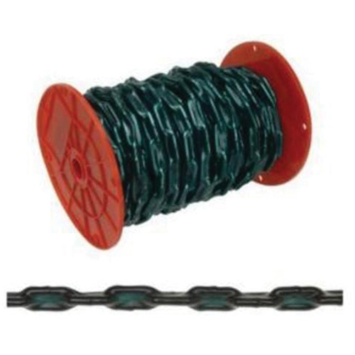 Straight Link Coil Chain with Green Sleeve, Low Carbon Steel, 2/0 x 60' (18.3 m) L, 520 lbs. (0.26 tons) Load Capacity Action Paper