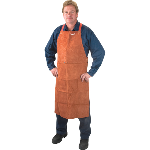 Leather Apron, Bib, 36" L, Lava Brown Action Paper
