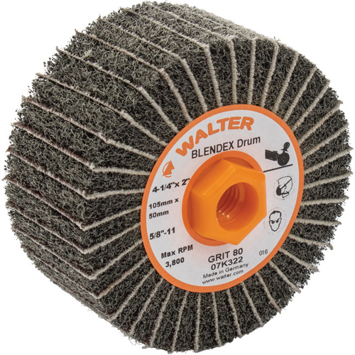 Tambours de finition Two-In-One, 4-1/4" dia. x 2" la, 5/8"-11 Arbre, Grain 80 Action Paper