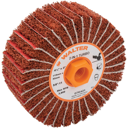 Tambours turbo Two-In-One, 4-1/2" dia. x 2" la, 5/8"-11 Arbre, Grain 60 Action Paper