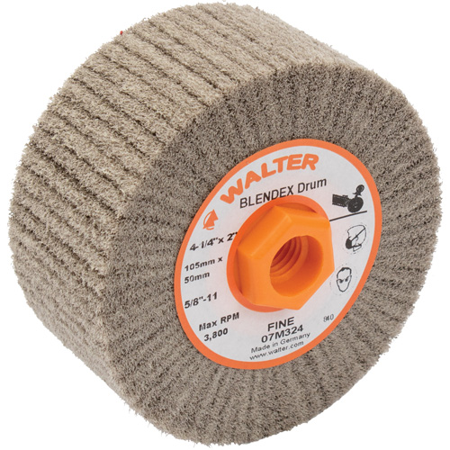 Tambour de conditionnement de surface Blendex, 4-1/4" dia. x 2" la, 5/8"-11 Arbre, Grain Fin Action Paper