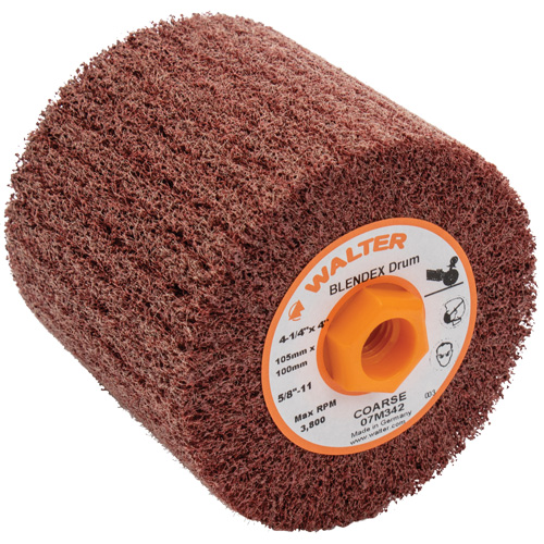 Tambour de conditionnement de surface Blendex, 4-1/4" dia. x 4" la, 5/8"-11 Arbre, Grain Cors&eacute; Action Paper