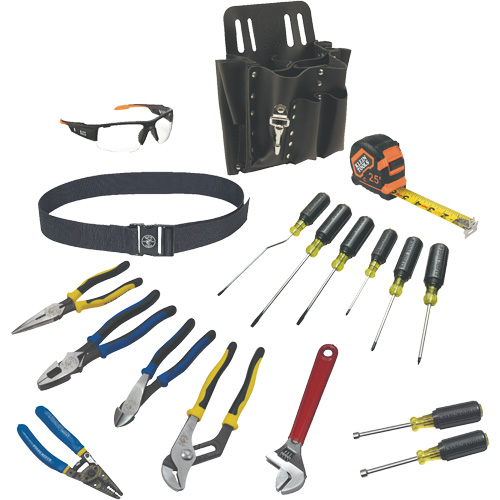 Jeu doutils Journeyman avec ceinture &agrave; outils et pochette en cuir, 18 morcea Action Paper