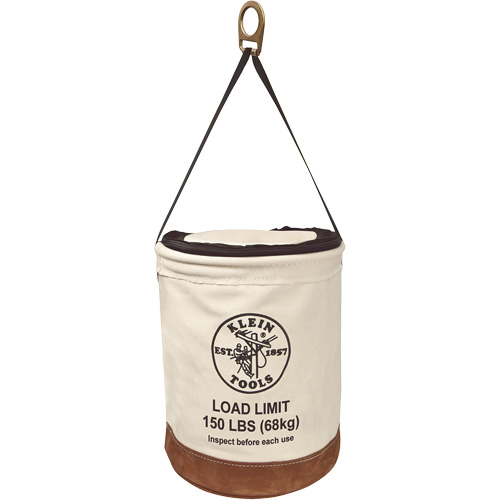 Canvas Bucket with Bucket Top, Canvas, 14" Dia. x 22" H, 150 lbs. Load Rating Action Paper