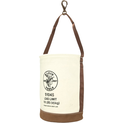 Leather-Bottom Bucket, 17" H, Canvas, White Action Paper