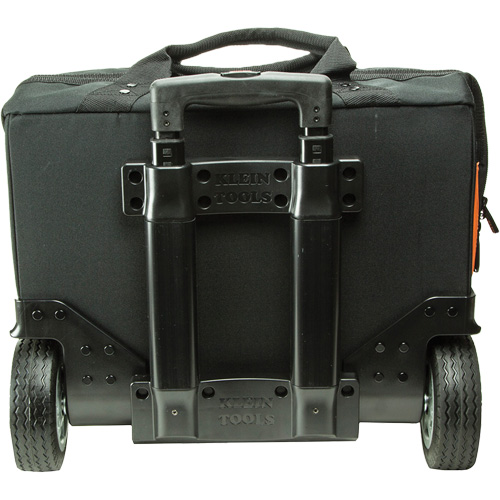 Tradesman Pro Rolling Tool Bag, Ballistic Polyester, 24 Pockets, Black/Orange Action Paper
