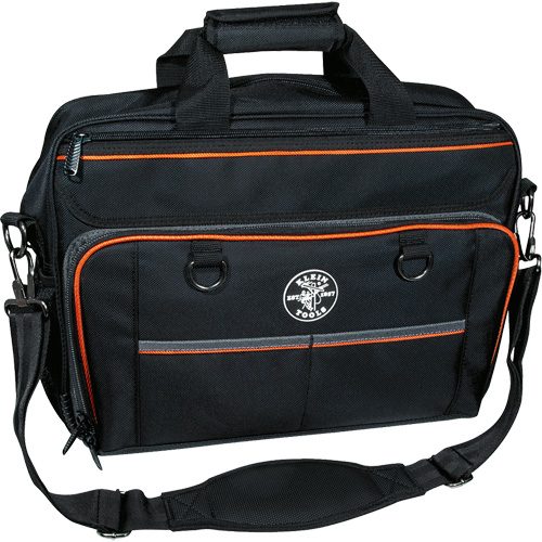 Tradesman Pro Tech Bag with Laptop Pocket, Polyester, 22 Pockets, Black/Orange Action Paper