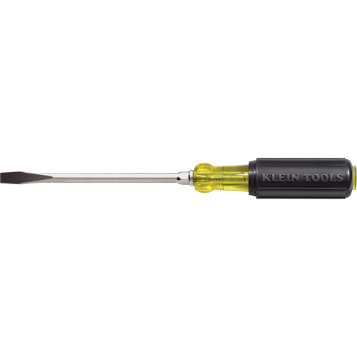 Heavy-Duty Slot Keystone Screwdriver, 5/16", 10-15/16" L, Cushion Grip Handle Action Paper
