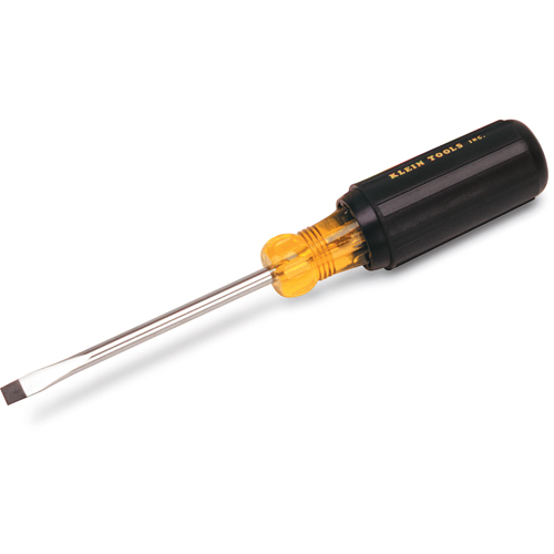 Heavy-Duty Slot Cabinet Tip Screwdriver, 1/4" Tip, Round, 14-11/32" L, Cushion Grip Handle Action Paper
