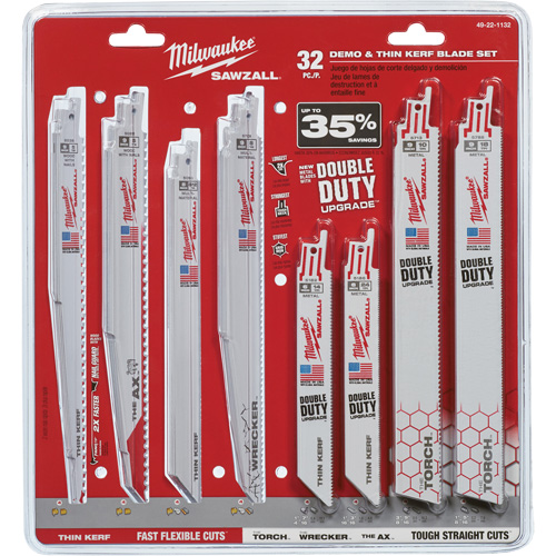 Jeu de lames de d&eacute;molition et &agrave; trait de scie &eacute;troit Sawzall Action Paper