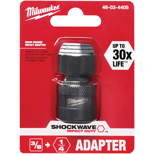 Adaptateur de douille carr&eacute;e &agrave; hexagonale pour tournevis &agrave; percussion Shockwave, Chocs, Prise 1/4", Douille 3/8", 1,875" lo Action Paper