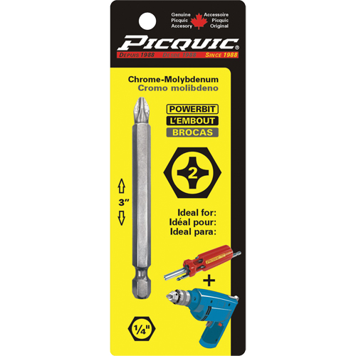 Embout, Phillips, Embout #2, Prise 1/4", Longueur 3" Action Paper