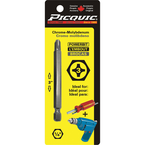 Embout, Phillips, Embout #3, Prise 1/4", Longueur 3" Action Paper