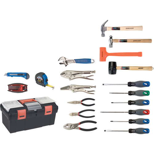 Essential Tool Set with Plastic Tool Box, 28 Pieces Action Paper