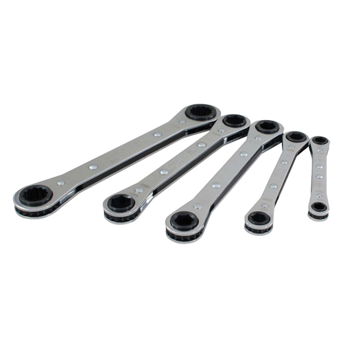 Wrench Set, Ratcheting Box, 5 Pieces, Metric Action Paper