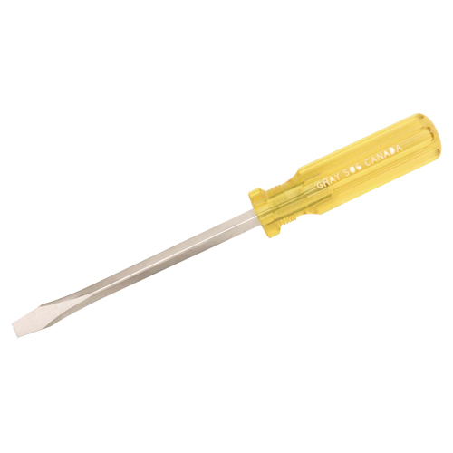 Slotted Screwdriver, 1/4", 6-3/4" L, Plastic Handle Action Paper