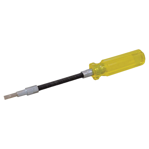 Flexible Slotted Screwdriver, 3/16" Tip, Round, 7-1/2" L, Plastic Handle Action Paper