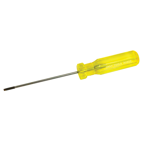 Tournevis &agrave; fente d'&eacute;lectricien, Tige de 1/8", Ronde, 7-1/4" lo, Prise en Plastique Action Paper