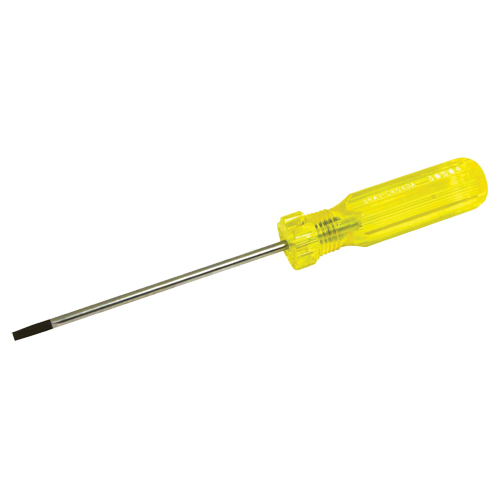 Electrician's Slotted Screwdriver, 5/32" Tip, Round, 7-3/4" L, Plastic Handle Action Paper