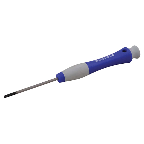 Slotted Screwdriver, 5/32" Tip, Round, 6-1/2" L, Plastic Handle Action Paper