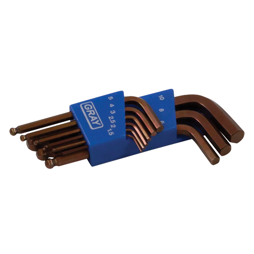 Short Ball End Hex Key Set, 9 Pcs., Metric Action Paper