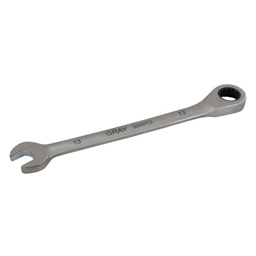 Combination Fixed Head Ratcheting Wrench, 12 Point, 8 mm, Stainless Steel Finish Action Paper