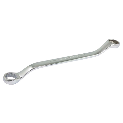 Box End Wrench, 12 Point, 17 mm x 19 mm, 15° Offset, Chrome Finish Action Paper