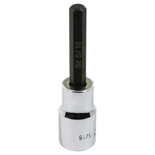 Bit Socket, Hex, 5/16" x 3-1/4" L, 1/2" Square Drive Drive Action Paper