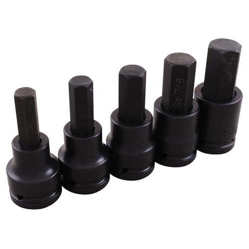 Impact Socket Set, Hex, 3/4" Drive, 5 Pcs Action Paper
