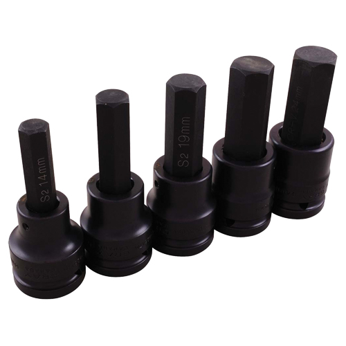 Impact Socket Set, Hex, 3/4" Drive, 5 Pcs Action Paper