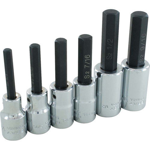 Hex Head Socket Set, Hex, 1/2" Drive, 6 Pcs Action Paper