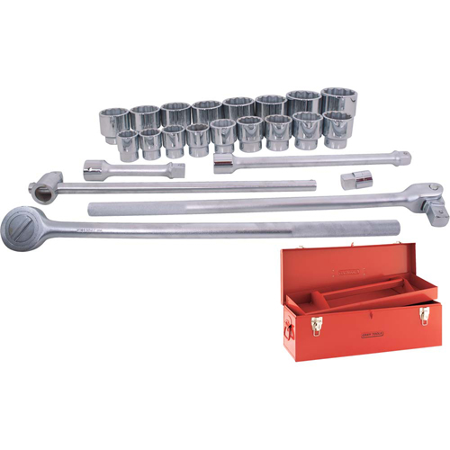 Socket & Attachment Set, 24 Pcs, 1" Drive Size Action Paper
