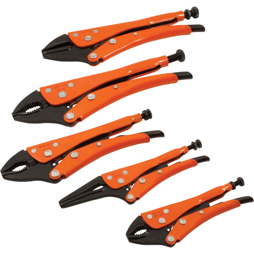 Straight Curved & Long Nose Locking Pliers Set, 5 Pieces Action Paper