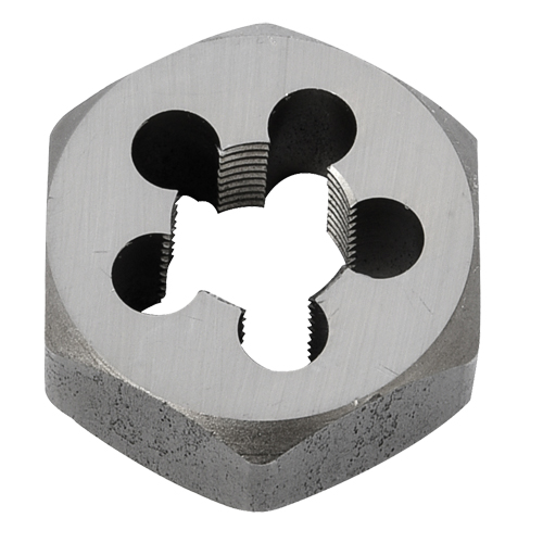 Hex Rethreading Die Nut, 1"/1-1/16" Dia., 3/8"-18 Thread, Carbon Steel/Chromium Steel Action Paper
